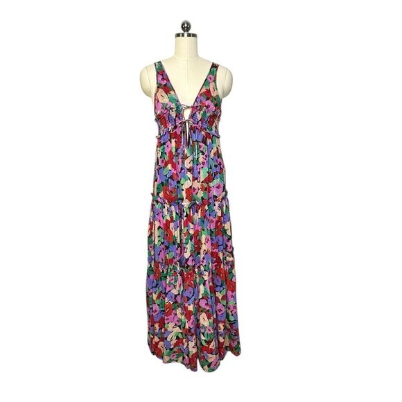 Nicholas Myla Floral Silk-Blend Tiered Maxi Dress | Size 4 - Picture 3 of 10